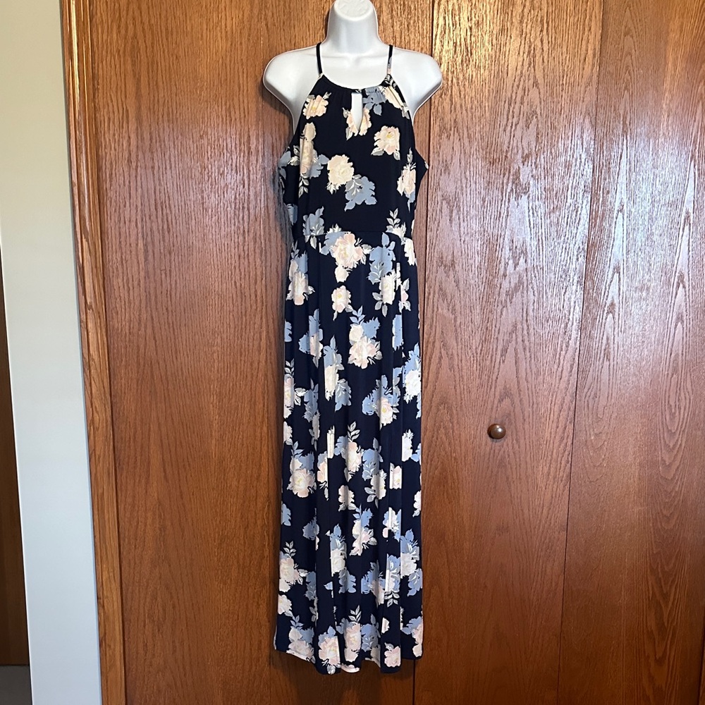Candie's Navy and Cream Floral Maxi Dress